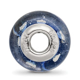 Sterling Silver Reflections Blue and Silver Hearts Glass Bead